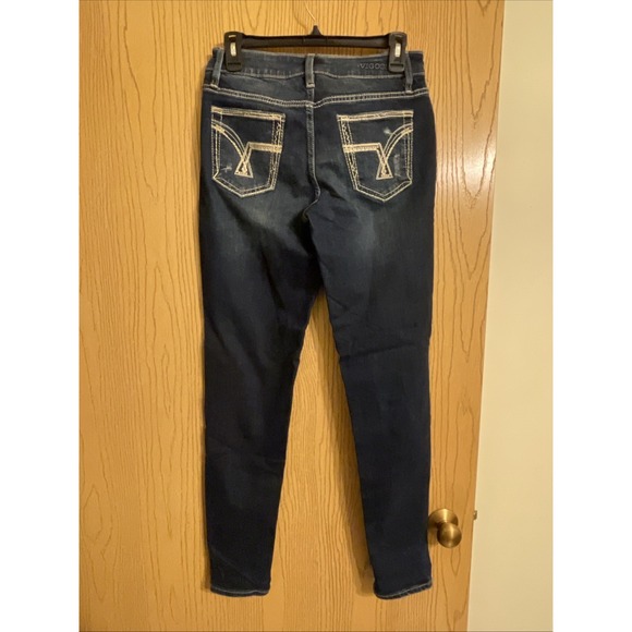 VIGOSS Boyfriend Jeans Womens 4 Dark Wash Distressed Denim Relaxed Fit - Picture 5 of 10